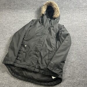 Columbia Coat Womens Medium Black Omni-Heat Hooded Fur Trim Parka Insulated